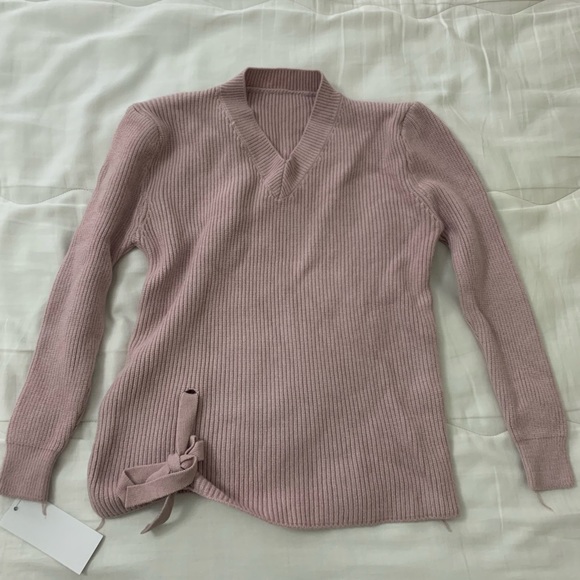 Goodnight Macaroon Marie Side Tie V Neck Sweater - Picture 4 of 5